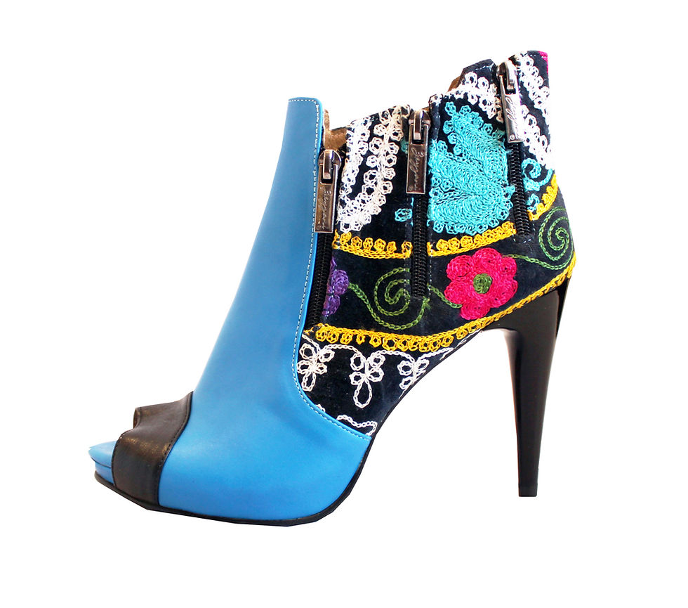 Thumbnail: One of a Kind Suzani Blue Leather - ANK Stilettos