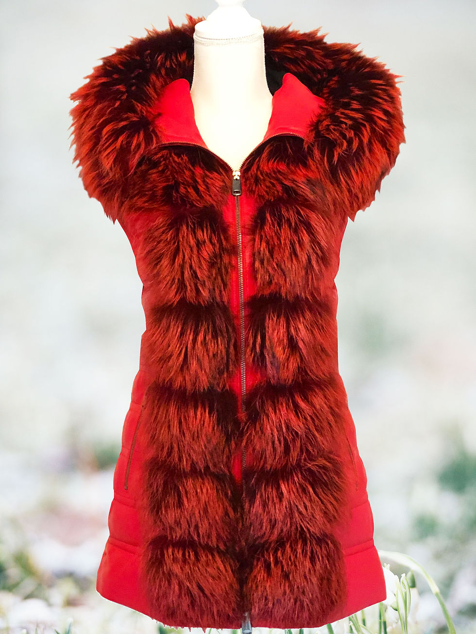 Thumbnail: Red Leather Parka Fox Removable Arms