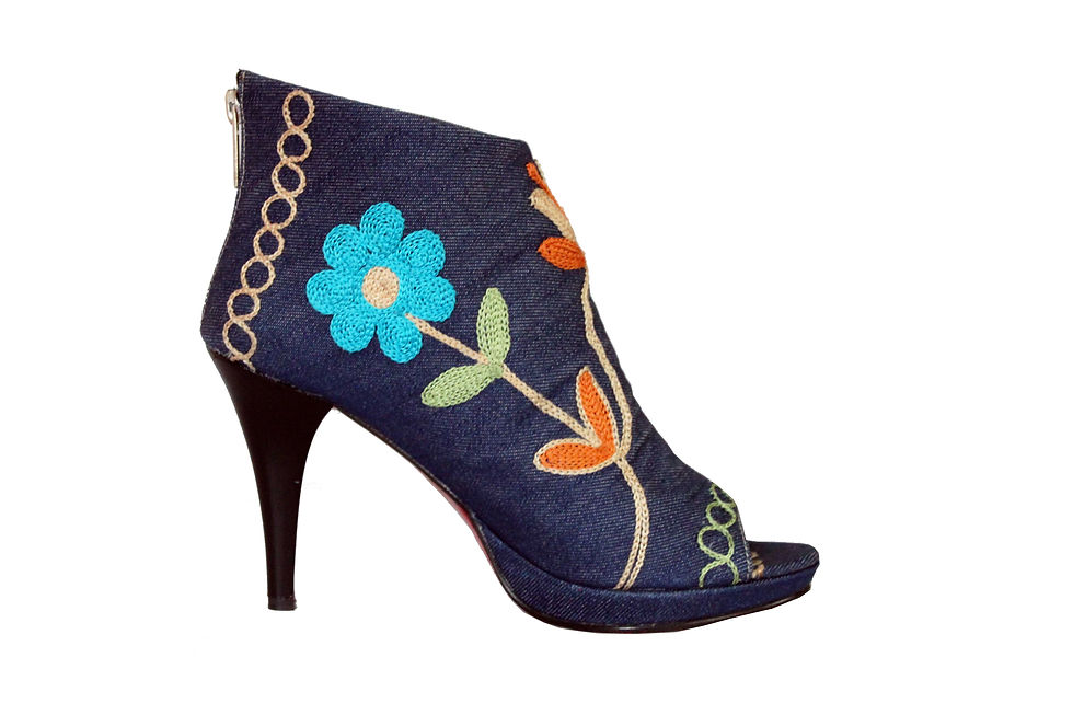 Thumbnail: Denim Embroidered - ANK Stiletto