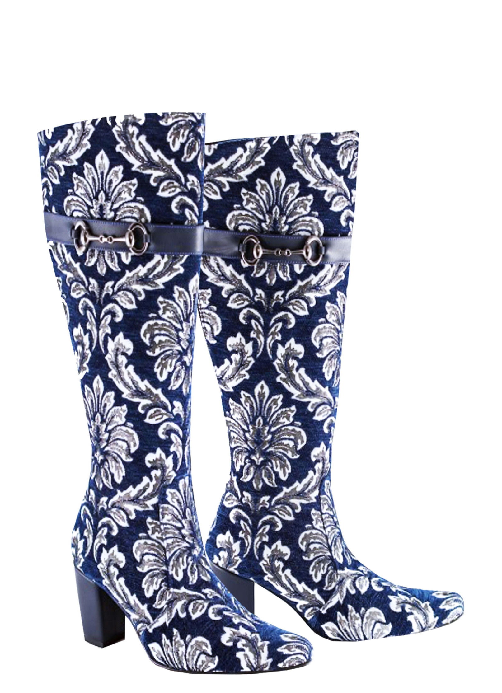 Navy White Buckle - Cuban