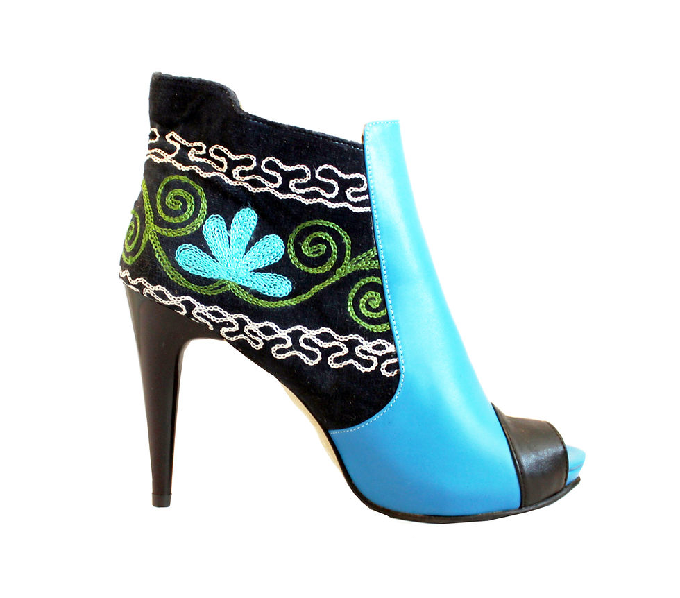 Thumbnail: One of a Kind Suzani Blue Leather - ANK Stilettos