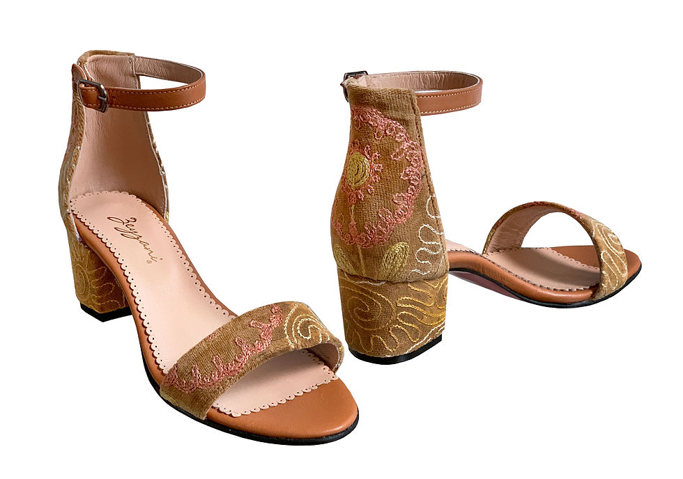 Thumbnail: One of a Kind Tan Suzani - Sandals