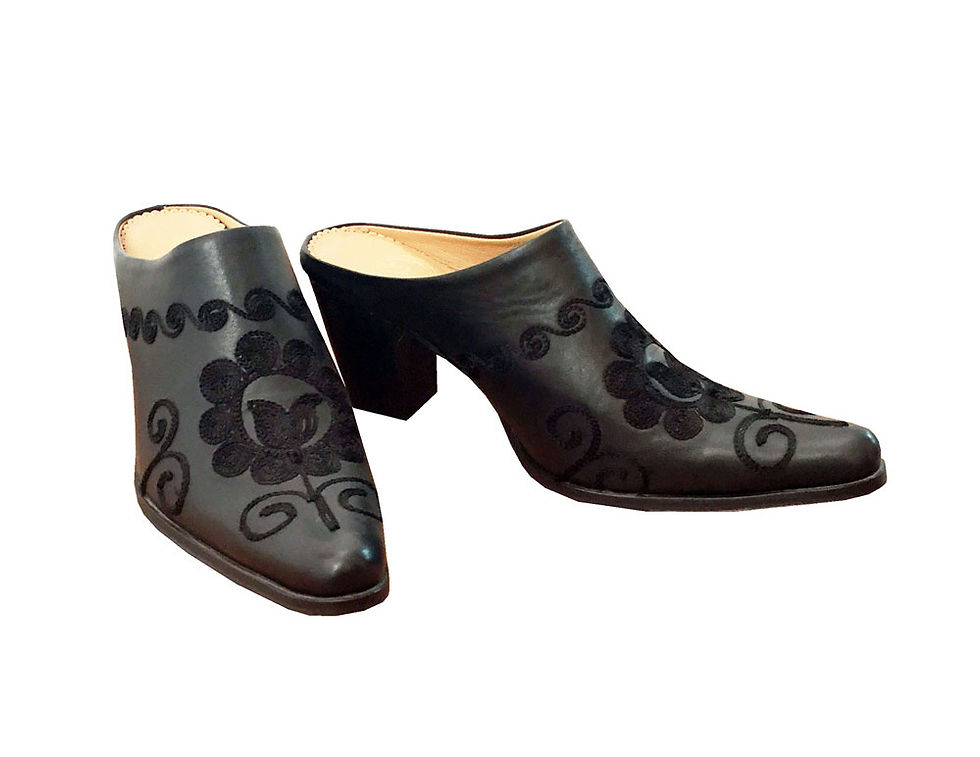 Black Leather - Mules