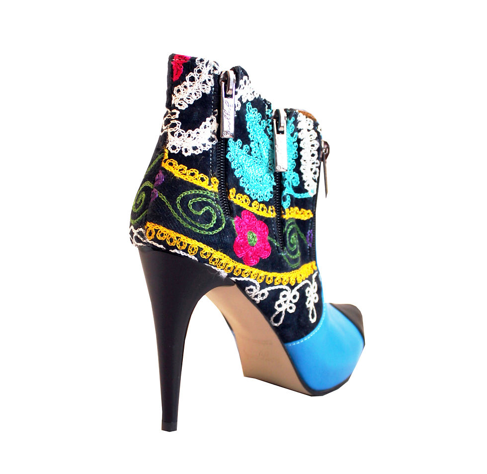 Thumbnail: One of a Kind Suzani Blue Leather - ANK Stilettos