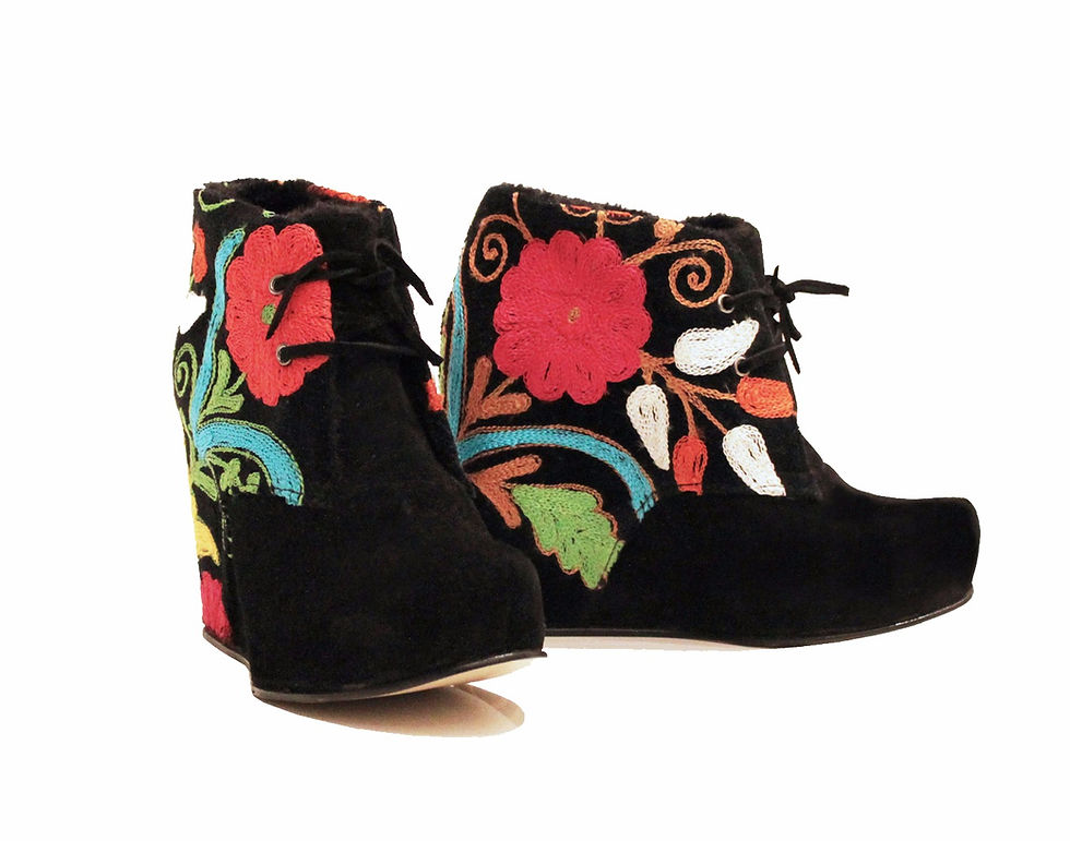 One of a kind Suzani Black Uptown - ANK Wedge