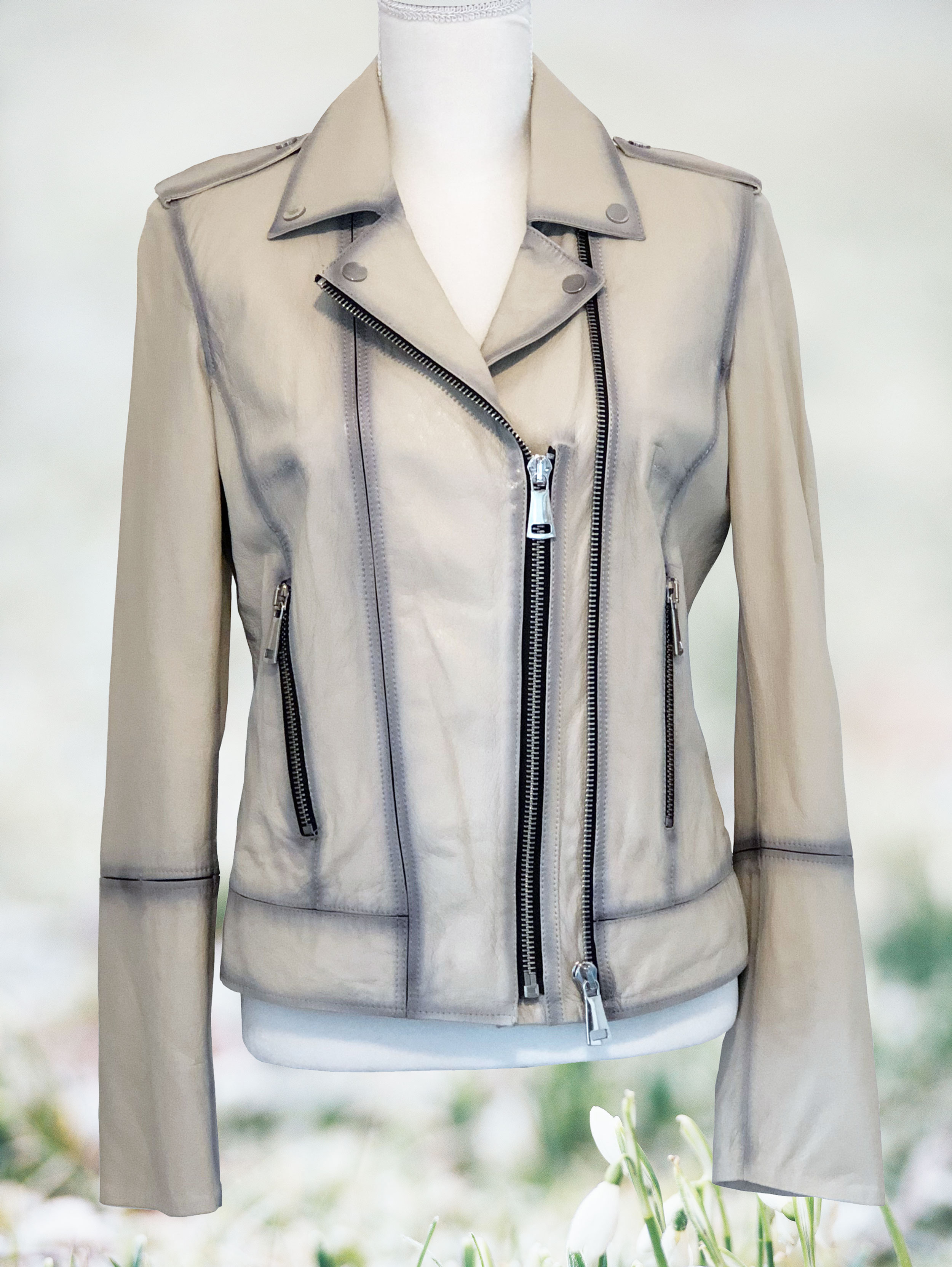 Leather Jacket - Neutral | ZEYZANI