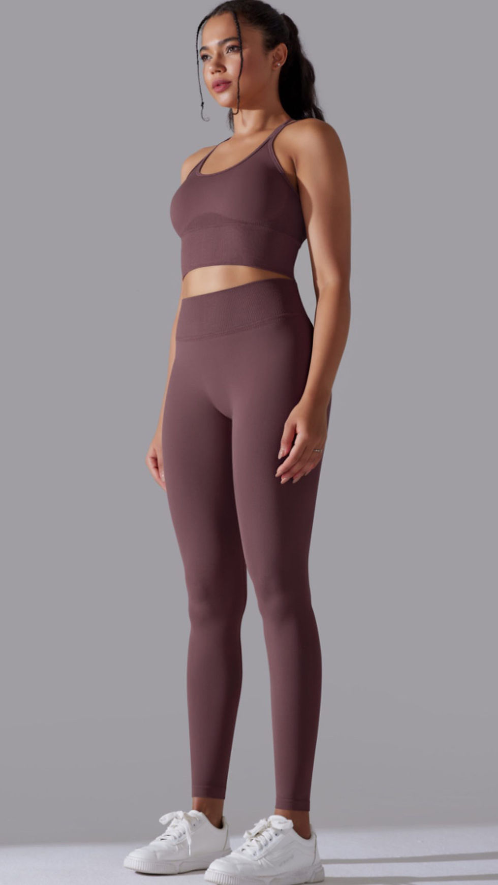 Solid Sports Bra & Wide Waistband Leggings