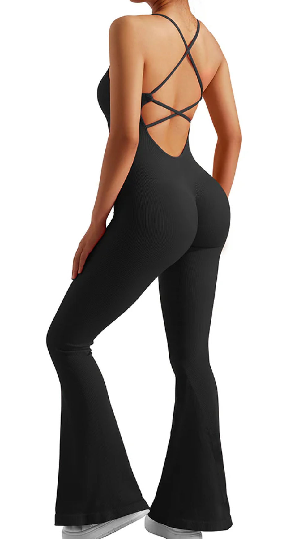 Thumbnail: Mel Back Cross Flared Jumpsuit