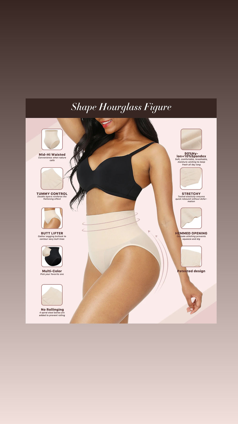 Thumbnail: Seamless Instant Smooth High Waist Breathable Tummy Control Panties