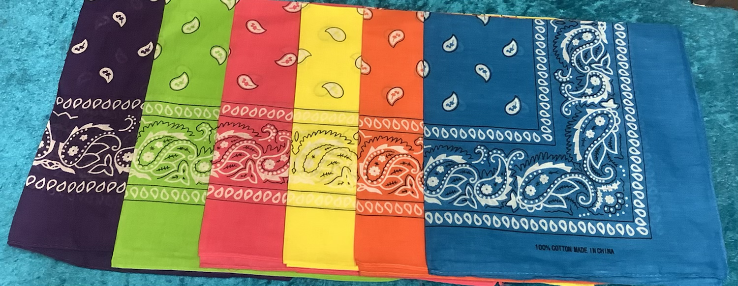 Assorted patterned cotton bandanas