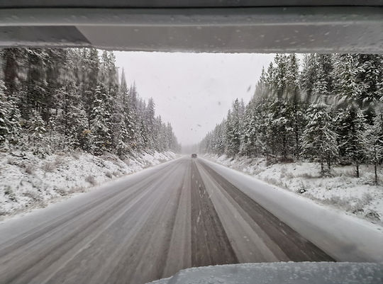 The only road to Maligne Lake