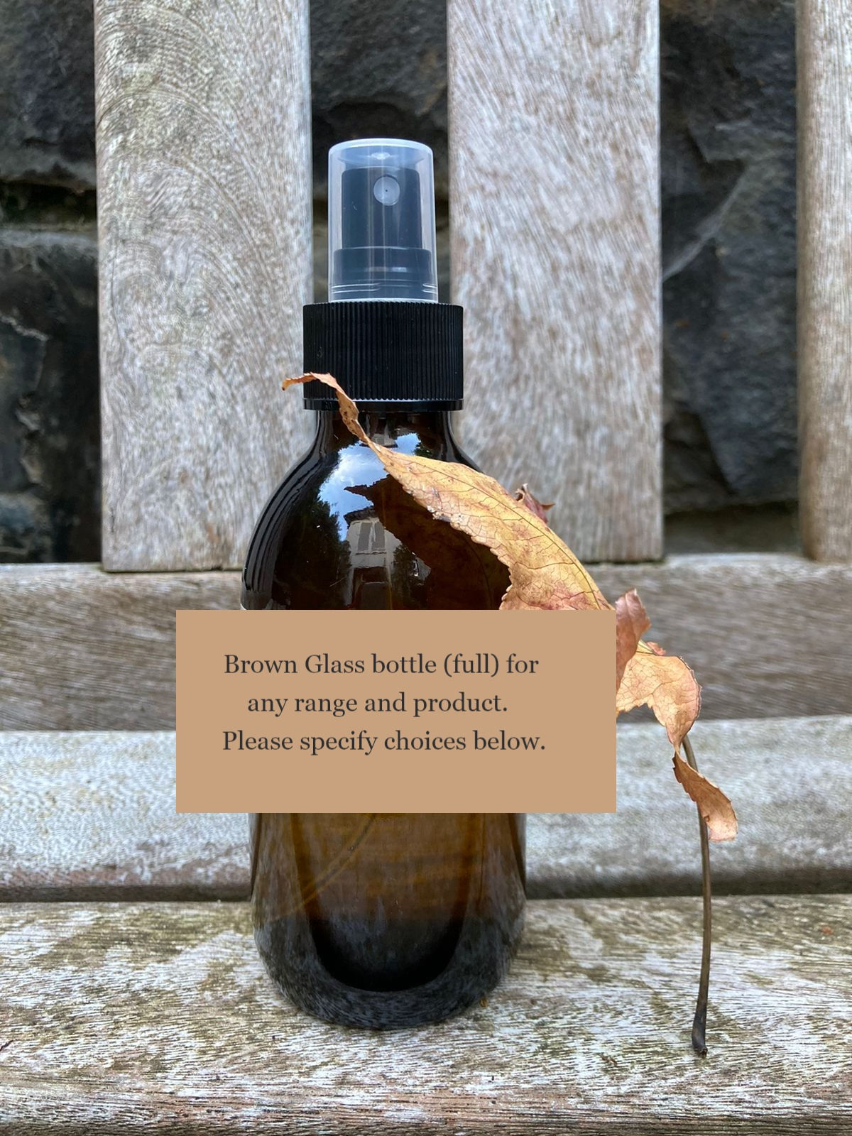 Choose your range and products in a brown glass bottle