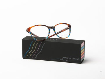 Colourful frame by Johann Van Goisern and spectacle case