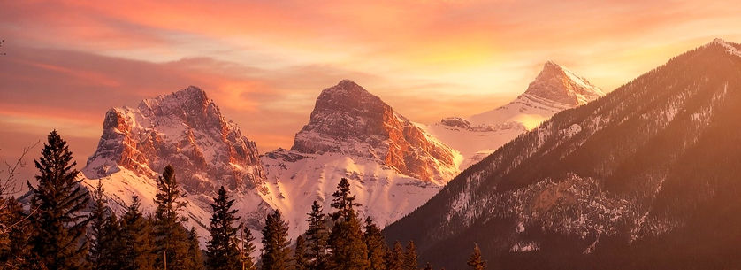 Three Sisters peaks near Canmore at sunset