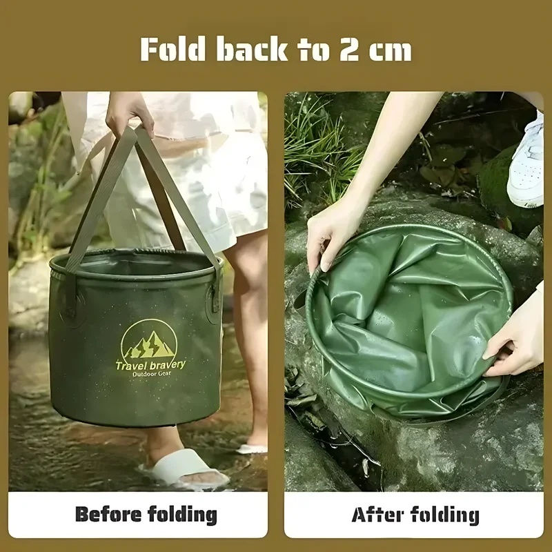 Cubo plegable para uso en exteriores, de 5/10/20 litros, portátil, con gran cap