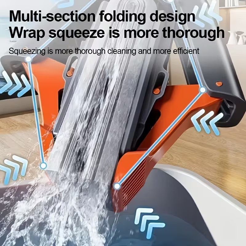 Fregona de esponja autoexprimible con cabezal absorbente, mango largo y 2 tubos