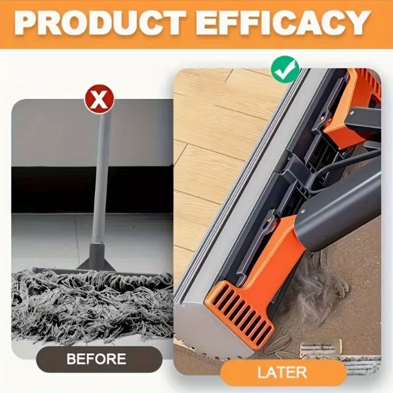 Fregona de esponja autoexprimible con cabezal absorbente, mango largo y 2 tubos