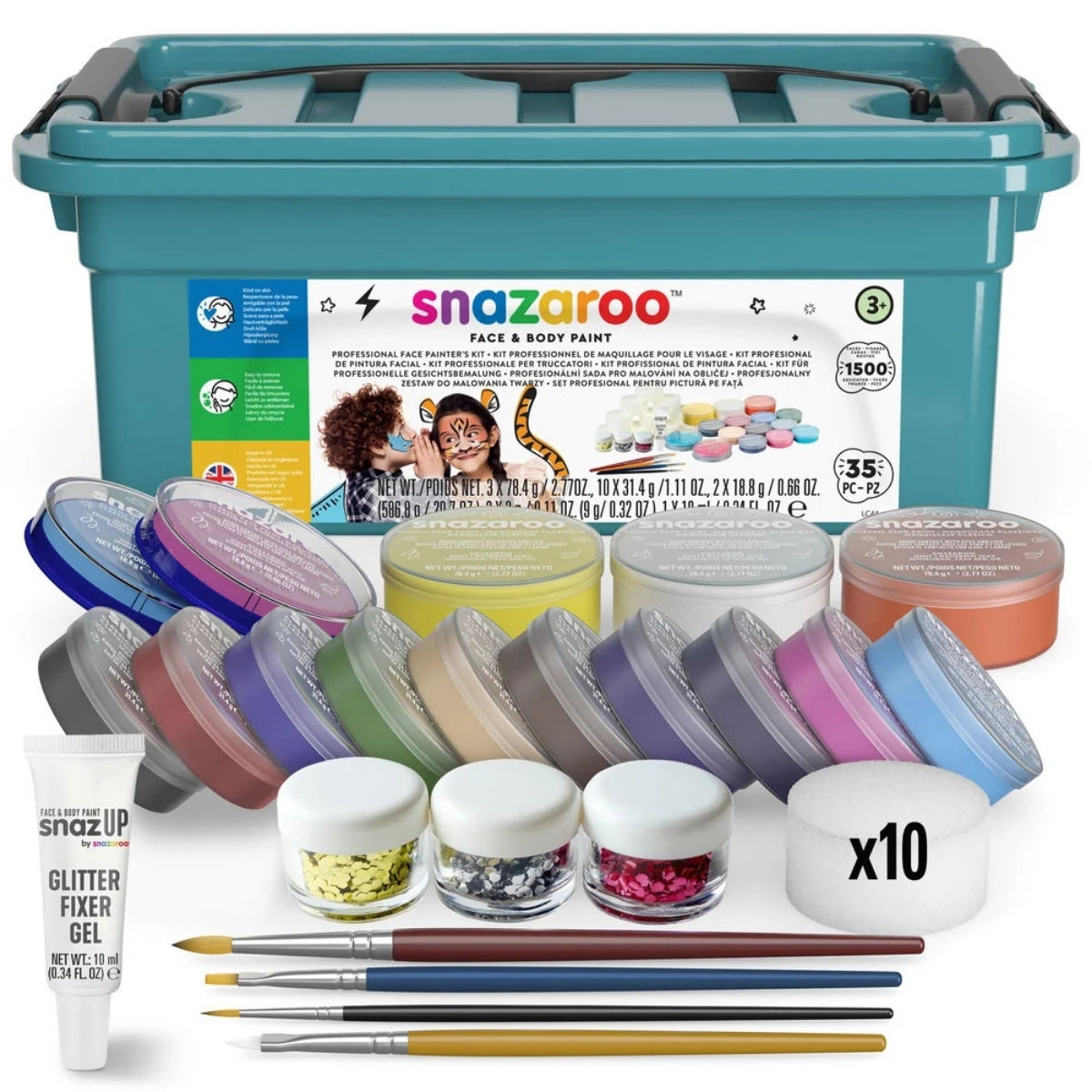766416855442- Kit profesional pentru pictura pe fata Snazaroo – 35 piese 766416855442