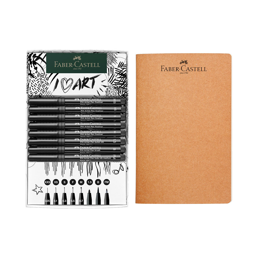 Set 8 sketching cu sketchbook Pitt Artist Pen Faber Castell [Sugestie de prezentare]