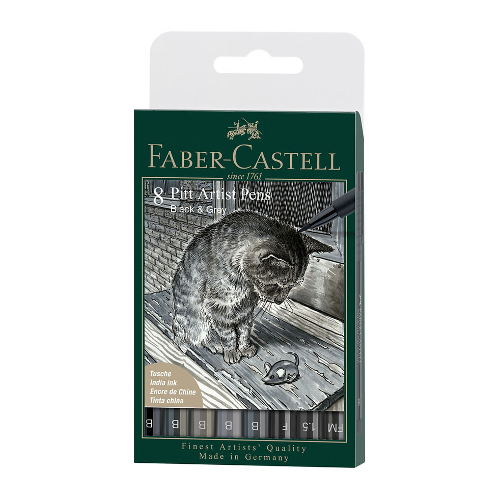 FC167171- Set 8 Pitt Artist Pen Negru si Gri Faber Castell 4005401671718