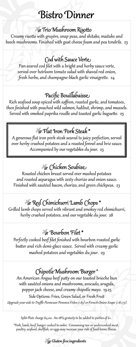 Streamlined Menu Streamlined Menus | La Provence and Petite Provence