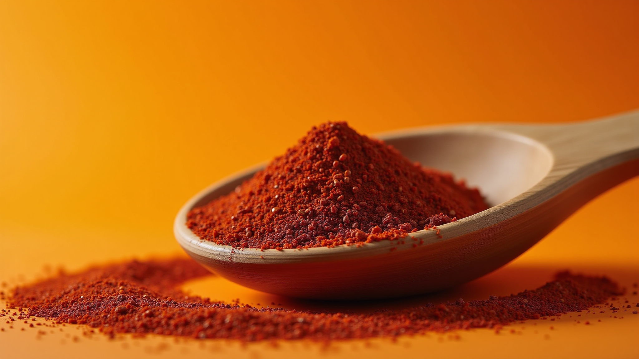 chilli powder in a wooden spoon