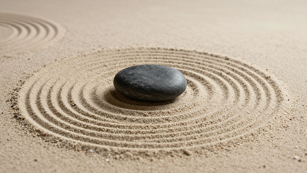 A pebble in sand with radiating waves
