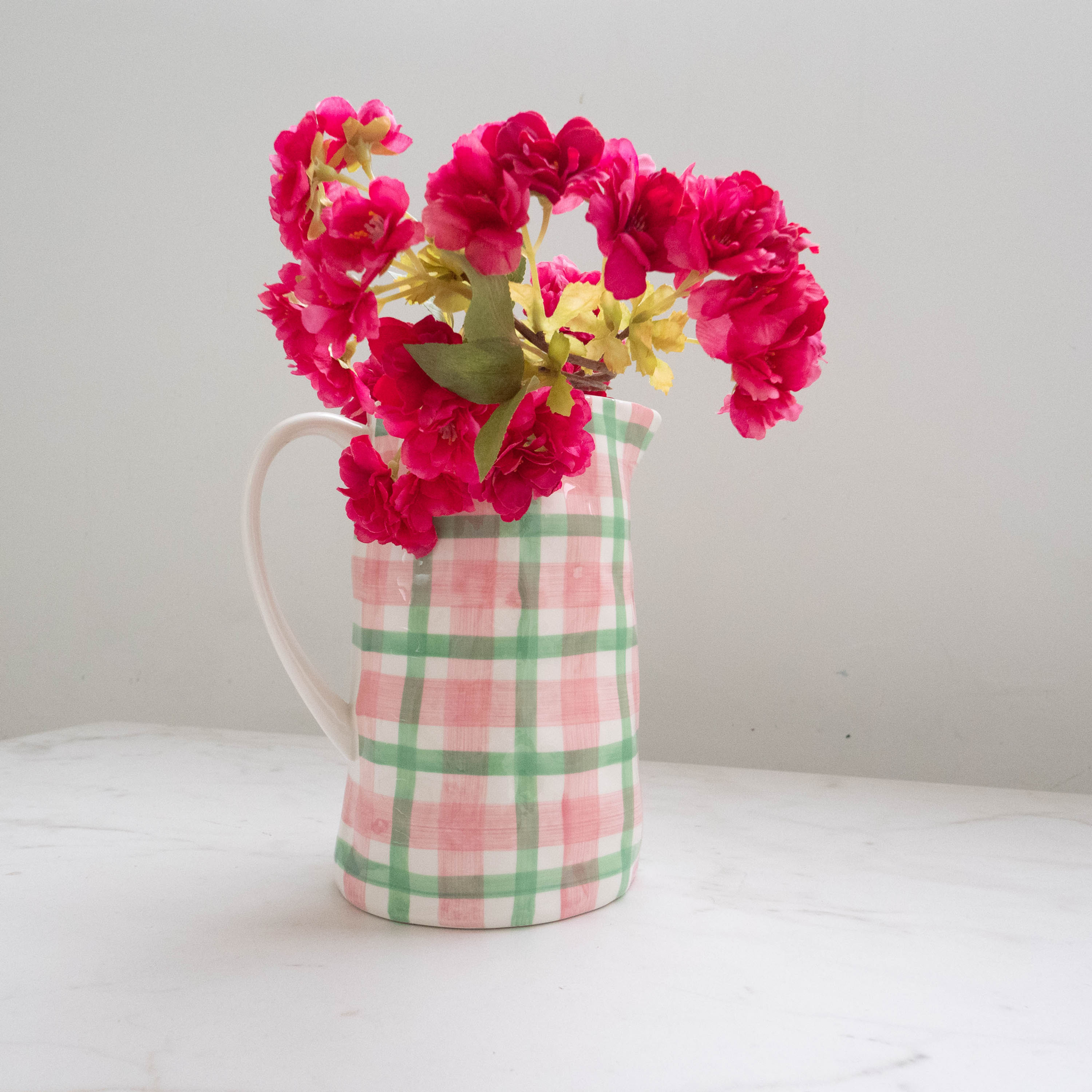 Noss &a Co Medium Jug - Pink & Mint Green Gingham