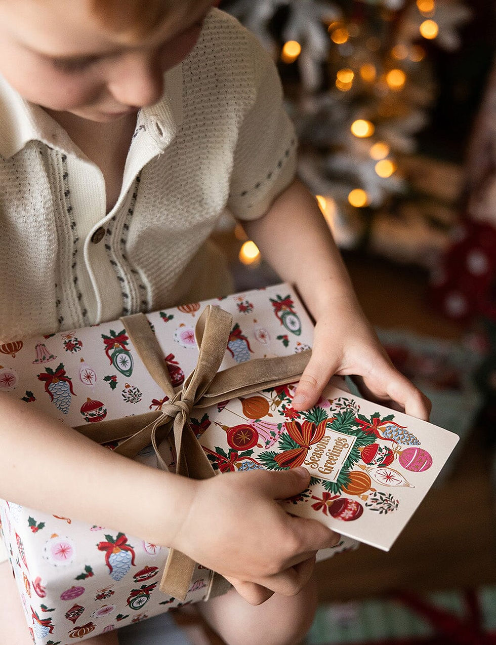 Thumbnail: Bespoke Letterpress Christmas Greeting Card - Vintage Baubles