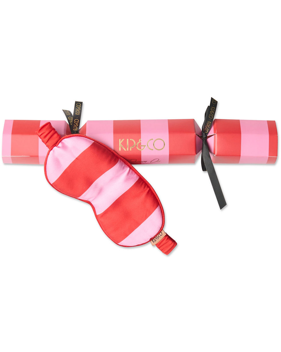 Kip & Co Satin Eye Mask - Santa Baby Pink & Red Stripe