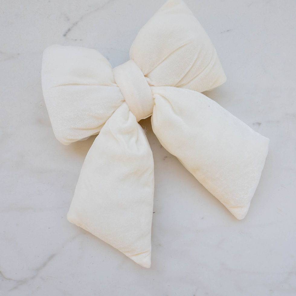Thumbnail: Puffy Velvet Bow - Ivory