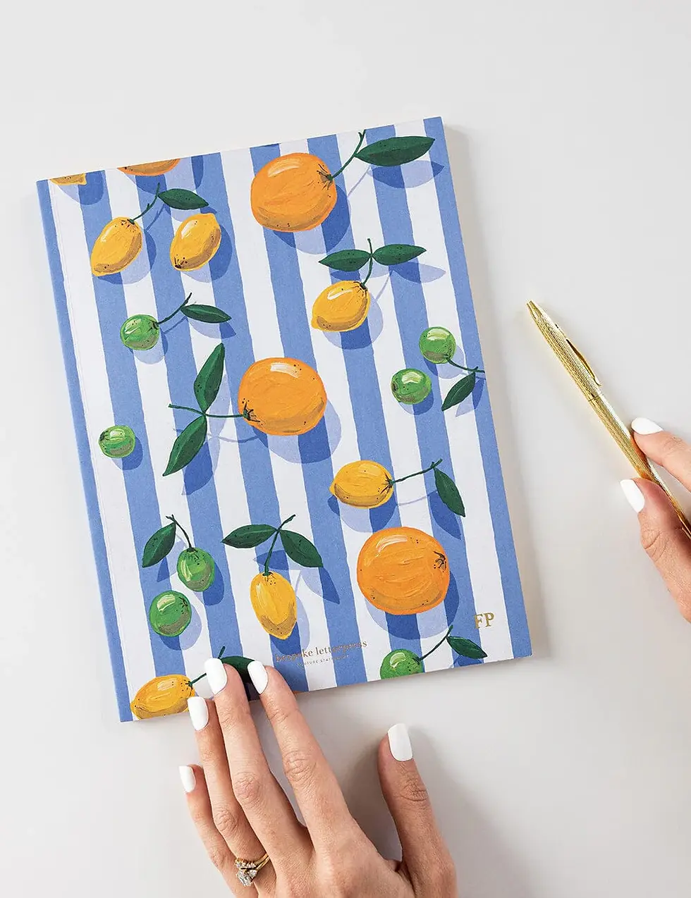 Bespoke Letterpress Workbook - Citrus (Blue Stripe)