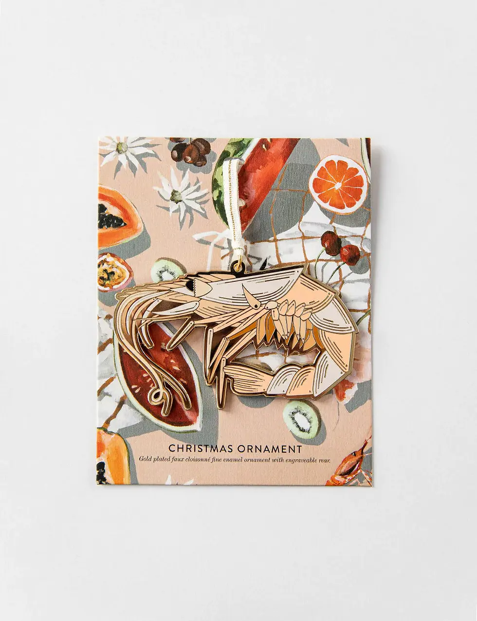 Thumbnail: Bespoke Letterpress Fine Enamel Christmas Ornament - Prawn