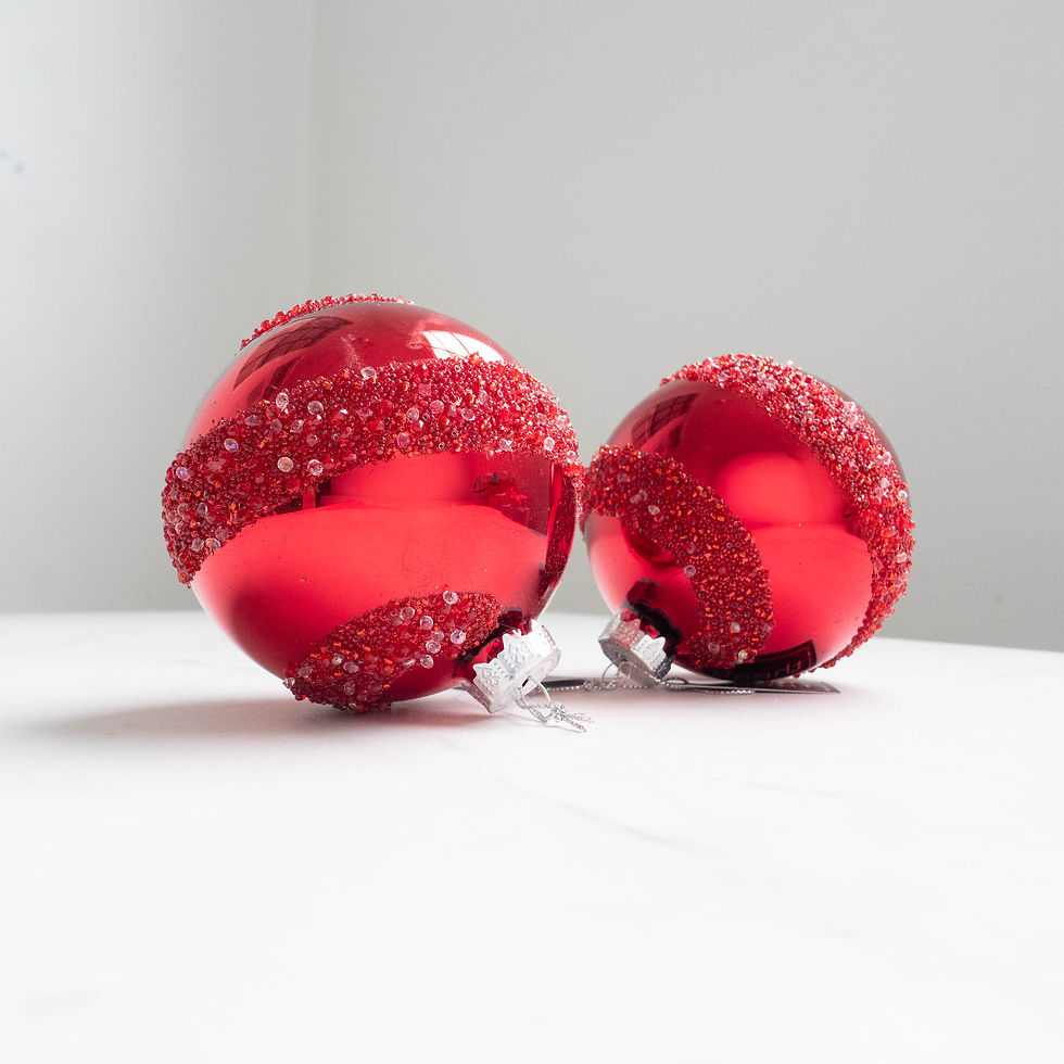 Thumbnail: Glass Bauble - Ruby Sparkle Stripe