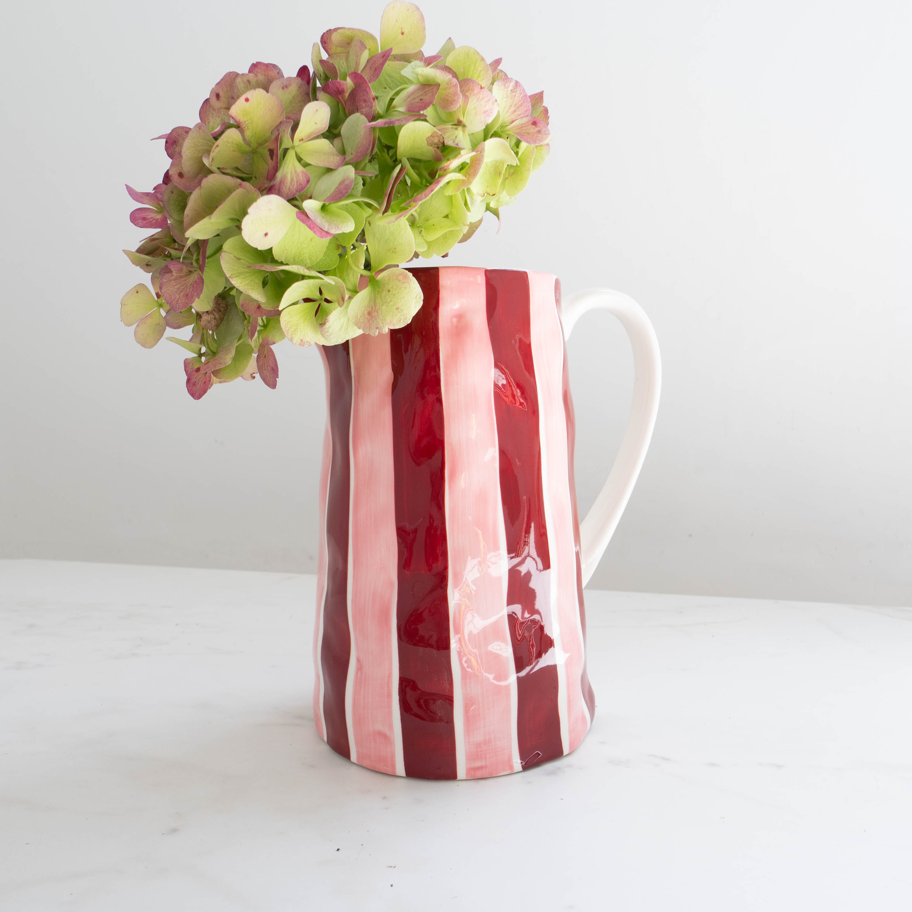 Noss & Co Medium Jug - Pink & Burgundy Stripe