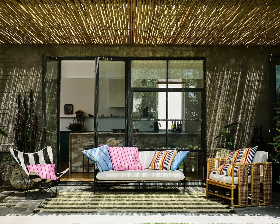 Thumbnail: Kip & Co Outdoor Cushion - Iced Vovo Pink & Red Stripe