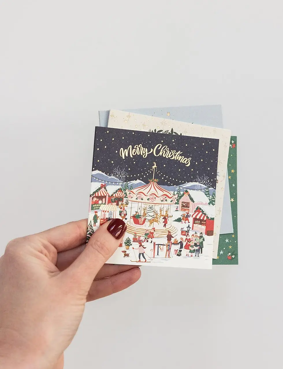 Thumbnail: Bespoke Letterpress Christmas Greeting Card - Christmas Market (Square)