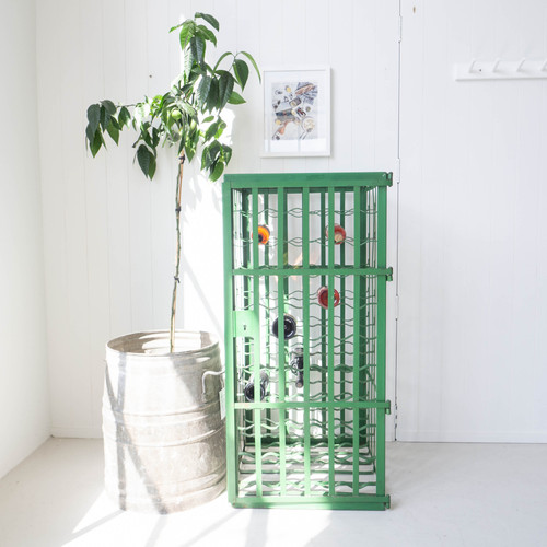 Vintage Metal Wine Cage Green thesundaysociety