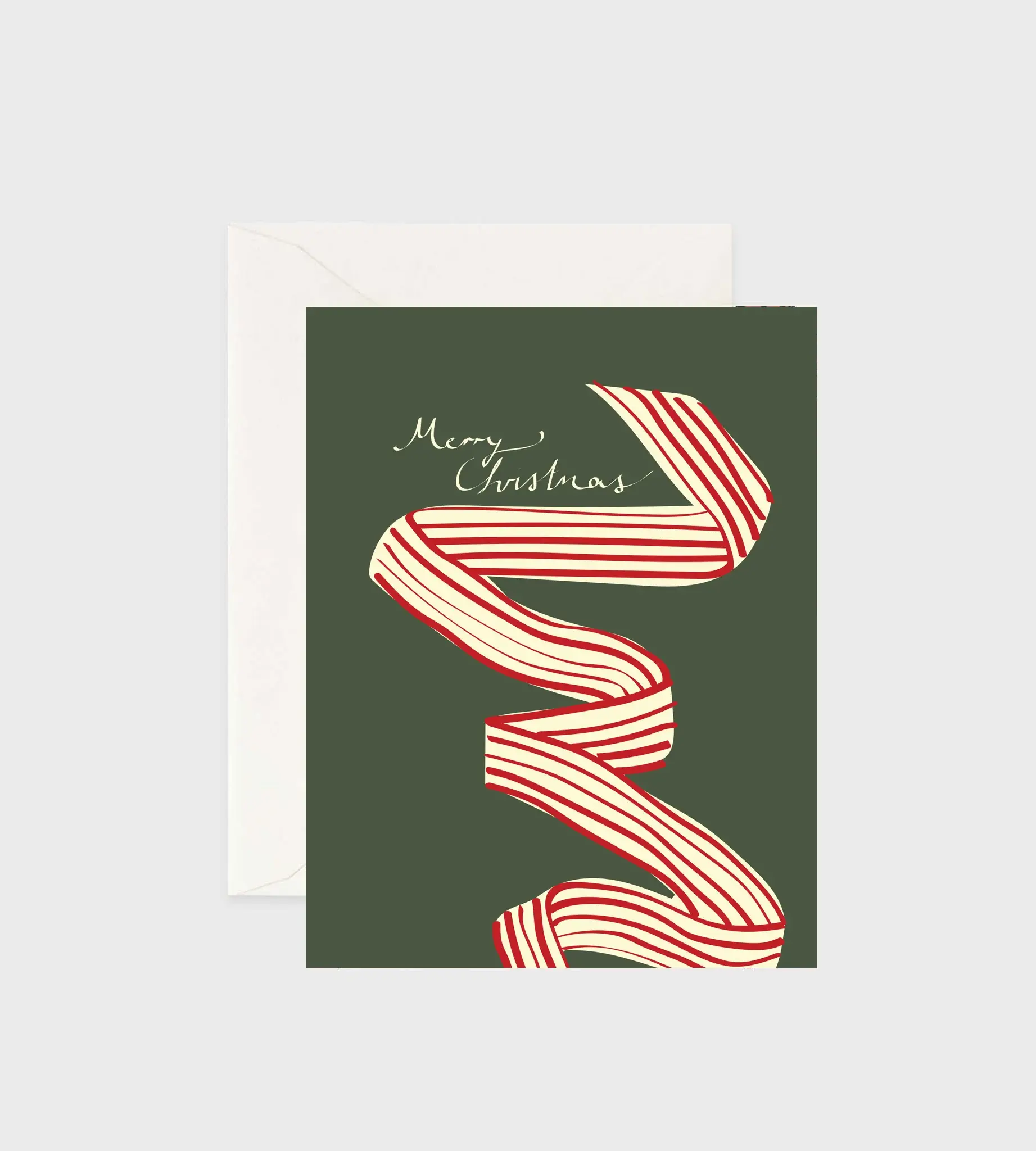 Father Rabbit Greeting Card - Merry Christmas Red Ribbon