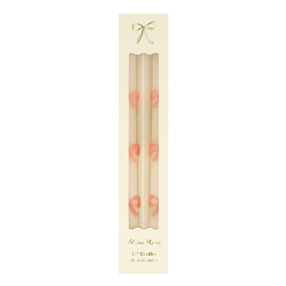 Thumbnail: Meri Meri Table Candle - Pink Bows (Boxed set of 2)