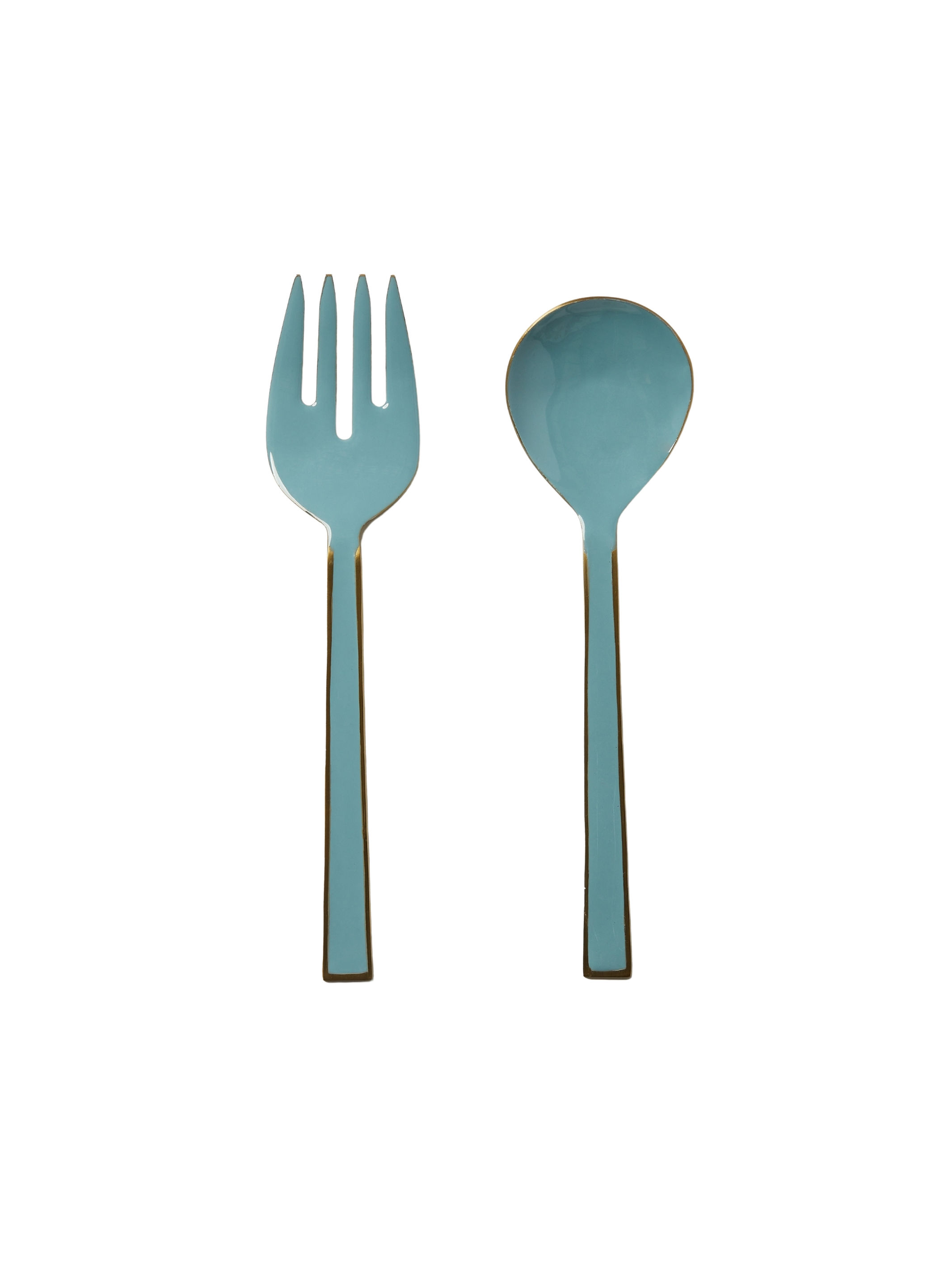 Bonnie & Neil Enamel Salad Servers - Dusty Blue