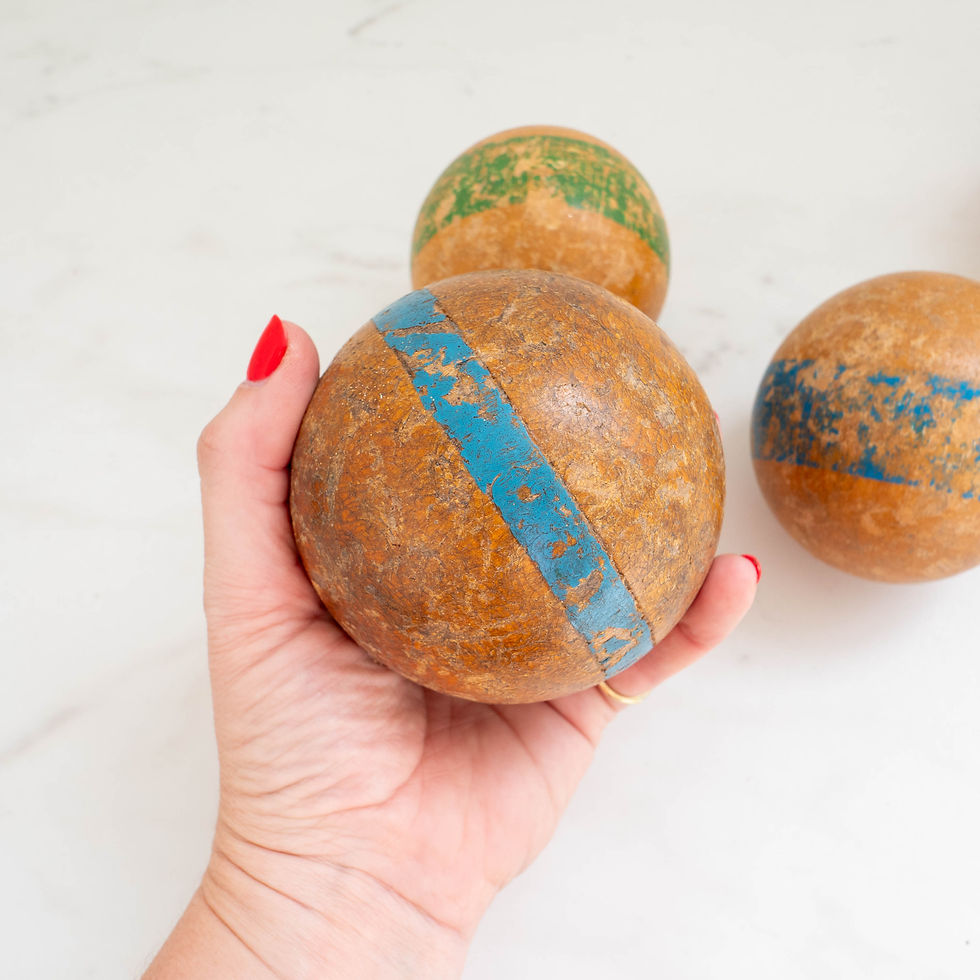 Thumbnail: Vintage French Wooden Pétanque Balls - Set of 5