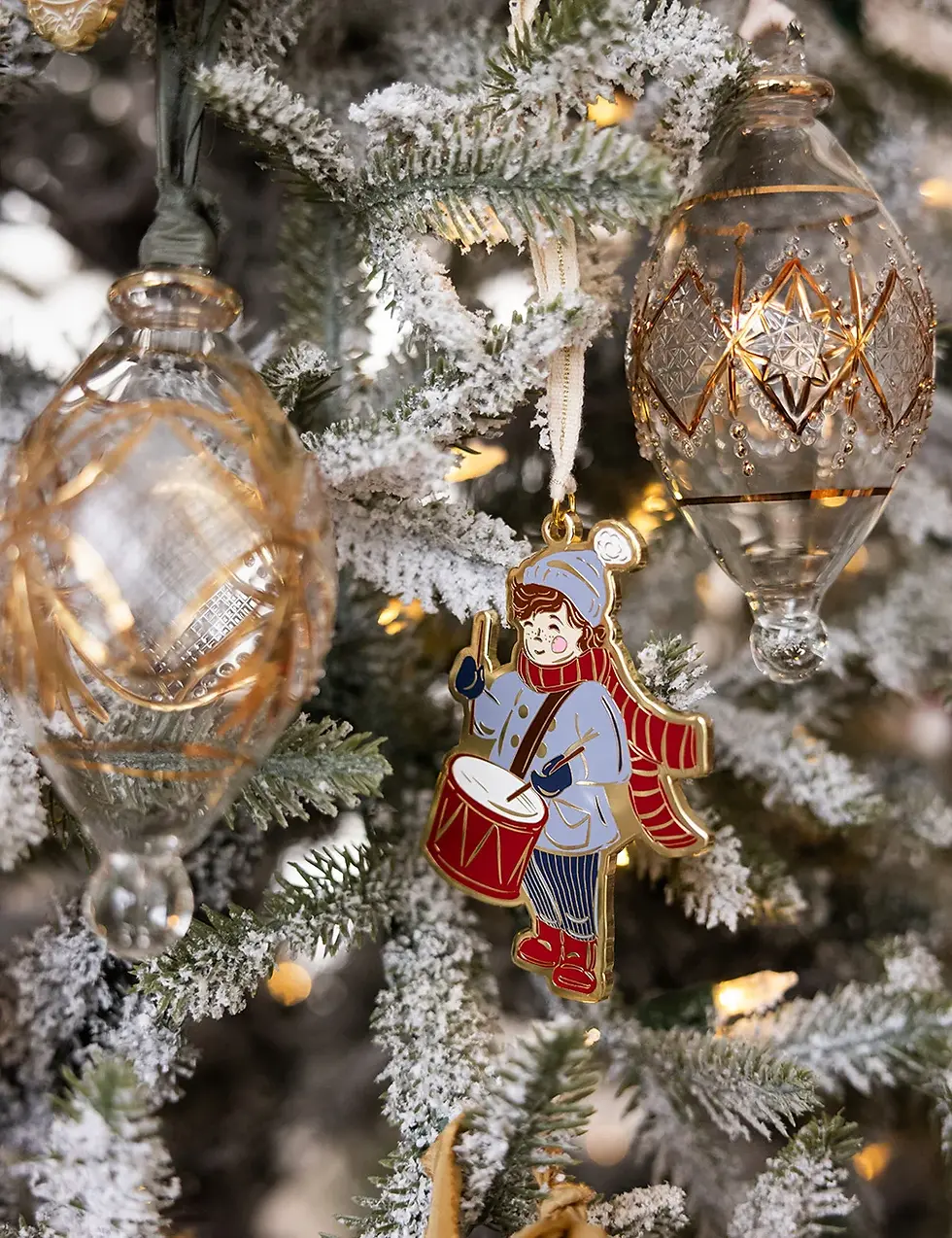 Thumbnail: Bespoke Letterpress Fine Enamel Christmas Ornament - Drummer Boy