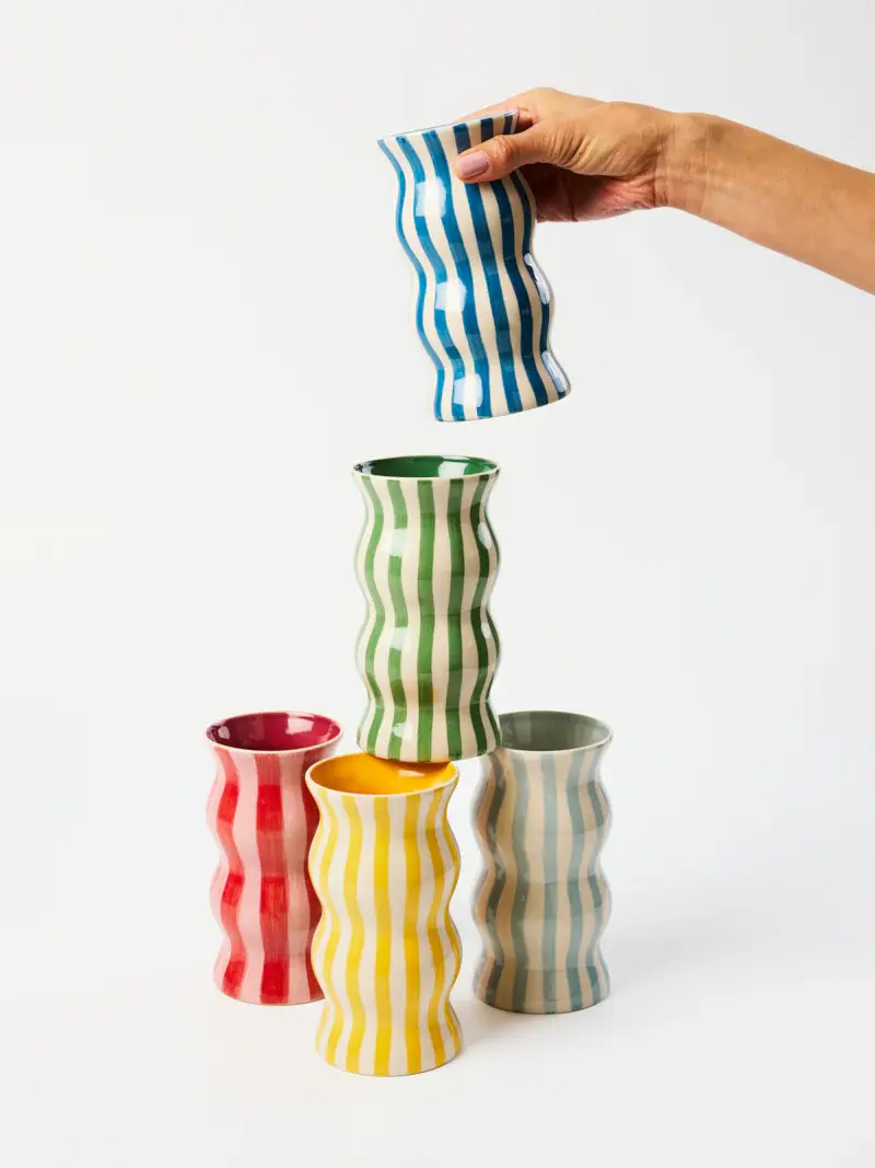 Thumbnail: Jones & Co Ceramic Vase - Palma Green Stripe