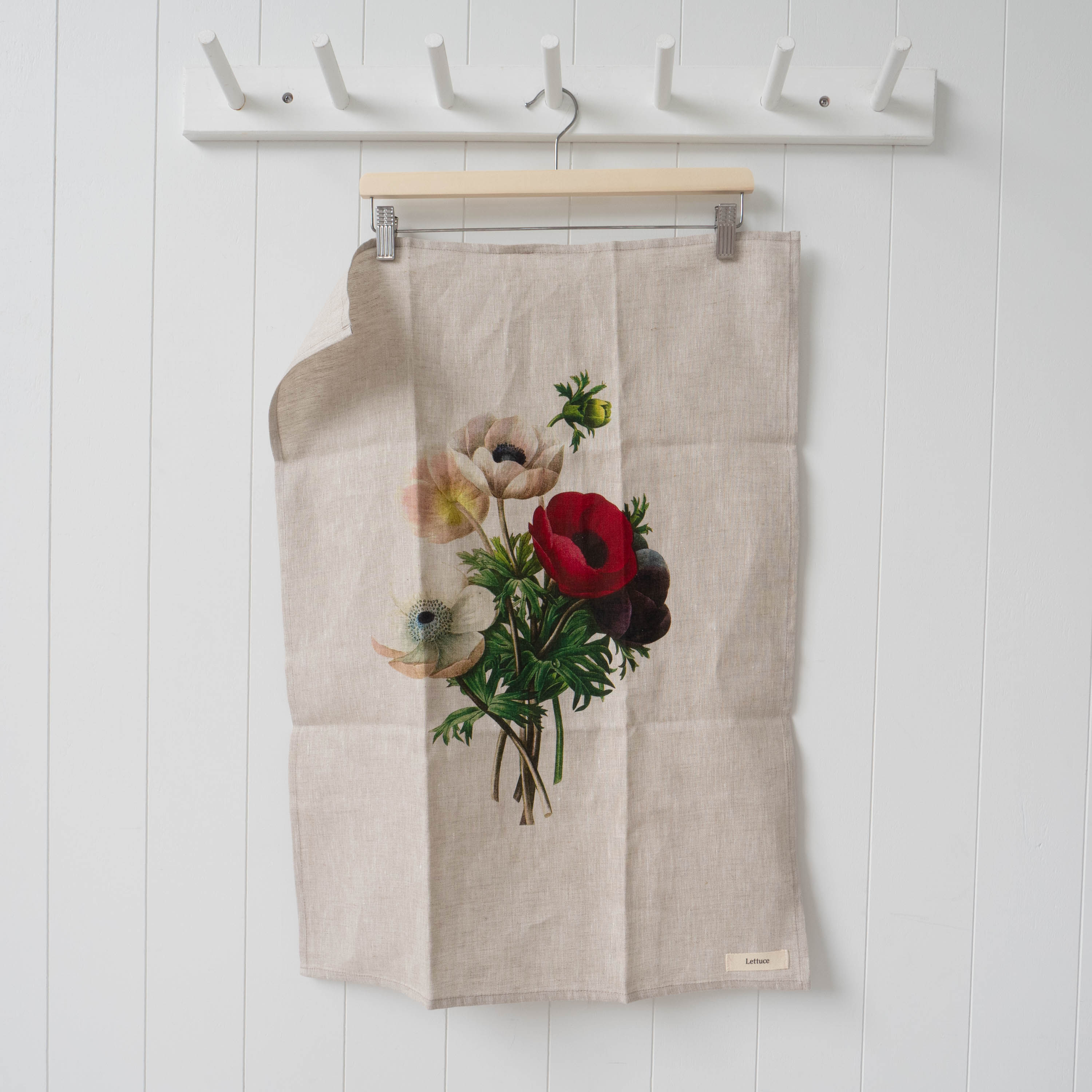 Lettuce 100% Linen Tea Towel - Anemone