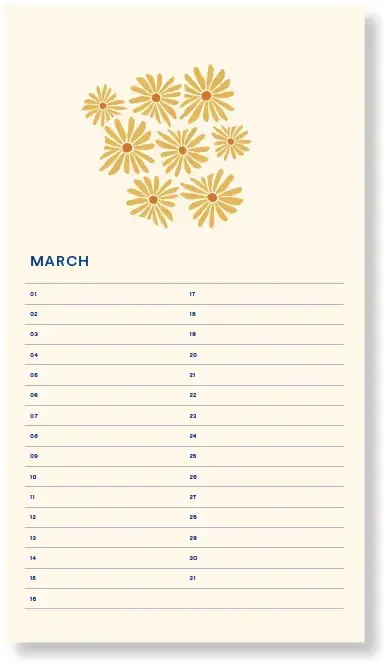 Thumbnail: A-Journal Spiral-Bound Birthday Calendar - Cream
