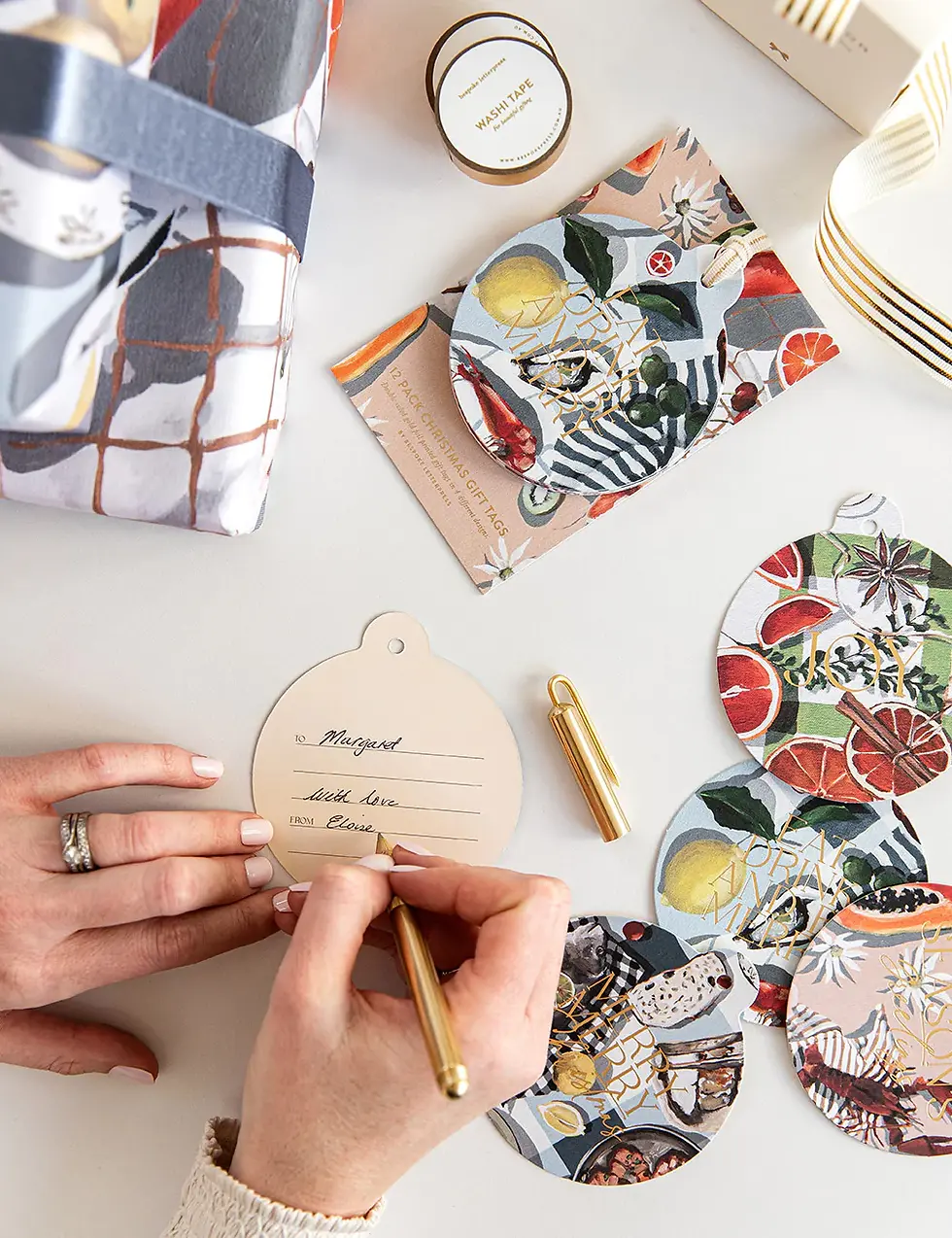 Thumbnail: Bespoke Letterpress 12pk Christmas Gift Tags - Summer Picnic