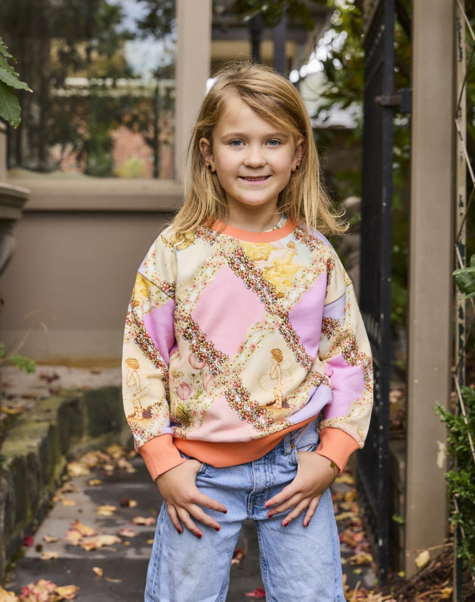 Thumbnail: Kip&Co x Fairyland Flower Chain Harlequin Organic Cotton Sweater