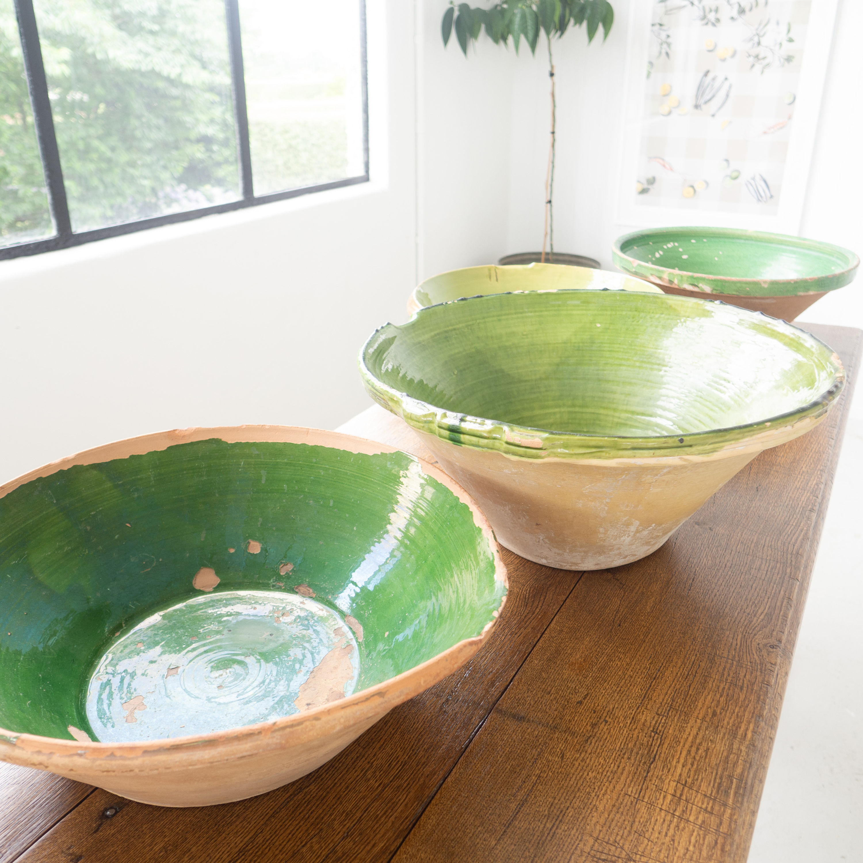 Antique French Green Provençal Cassoulet Bowl - C