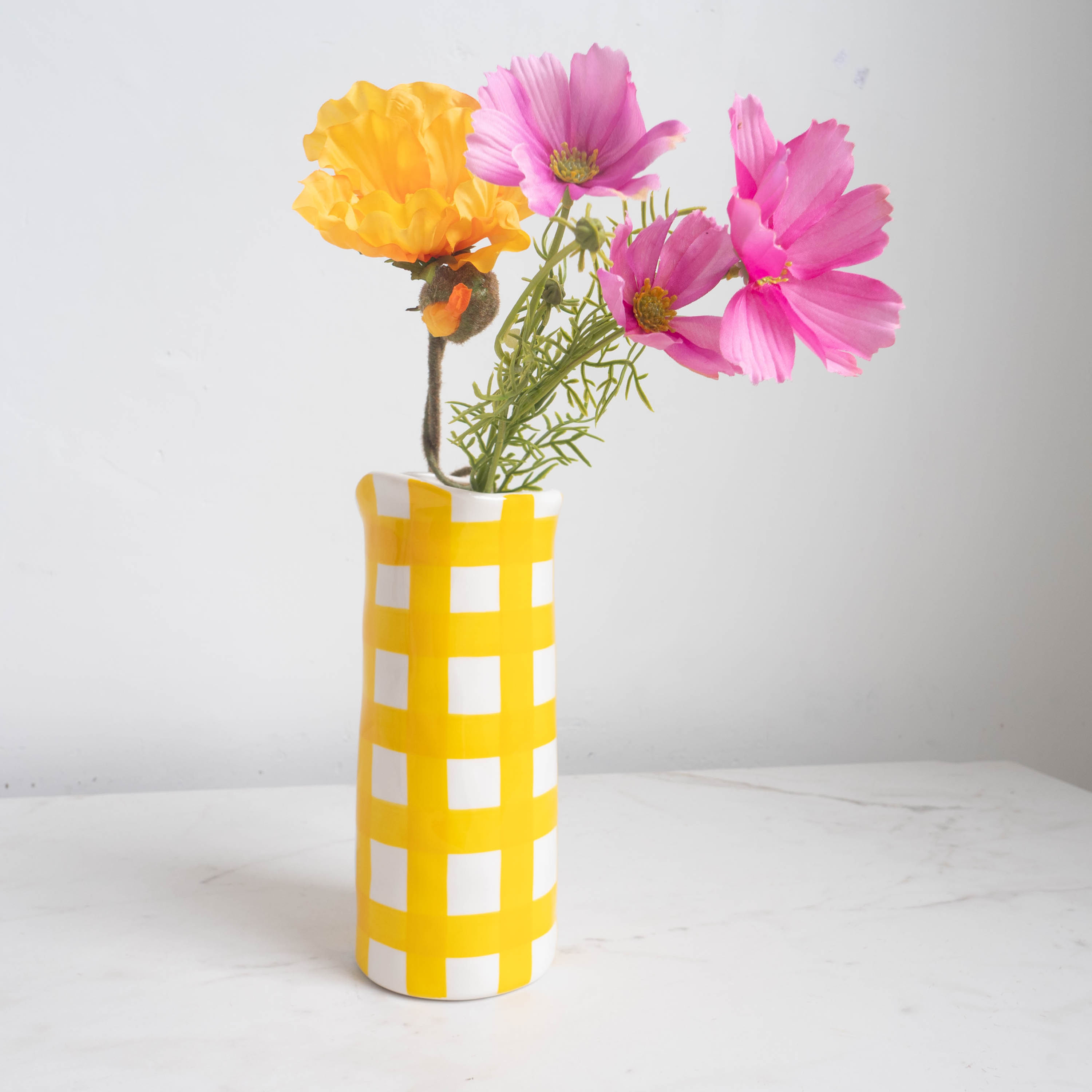 Noss & Co Medium Vase - Yellow Gingham
